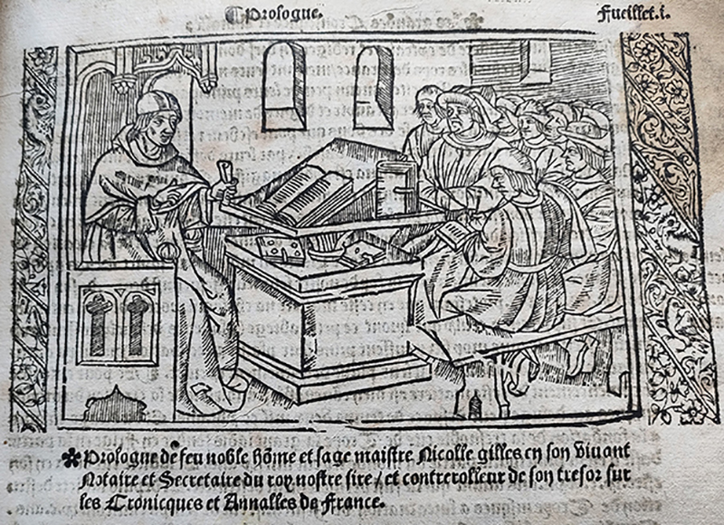 Edition de 1533 des "Treselegantes et copieuses annalles des trespreux/tresnobles/treschrestiens et excellens moderateurs des belliqueuses Gaulles" de Nicole Gilles.