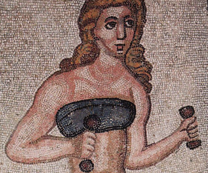 Jeune femme aux haltères - Mosaïque dans la Villa romaine du Casale.