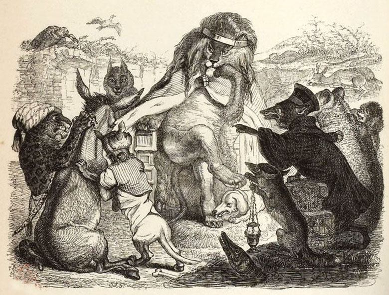 Les animaux malades de la peste, Fables de La Fontaine illustrées par J.J. Grandville © Wikimedia commons