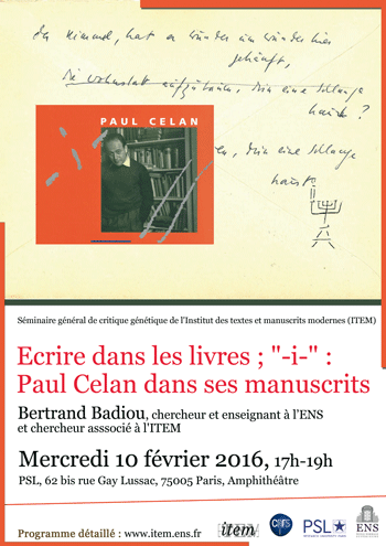 Affiche ITEM Celan