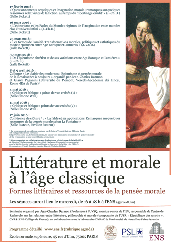 Affiche littérature et morale