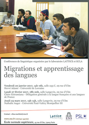 Affiche migrations et apprentissage langues