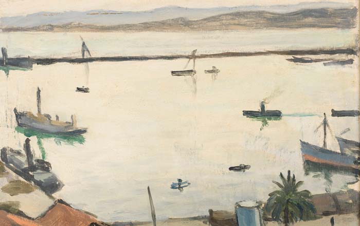 Marquet, Pierre Léopold Albert (Bordeaux, 27–03–1875 - Paris, 14–06–1947), Le Port d'Alger, Peinture à l'huile, 1924.