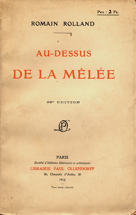Couverture du recueil Au-dessus de la mêlée, Fonds d'archives du Musée de Clamecy. 