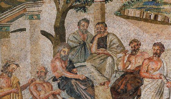 Mosaïque de l'Académie de Platon à Pompéi © wikicommons 